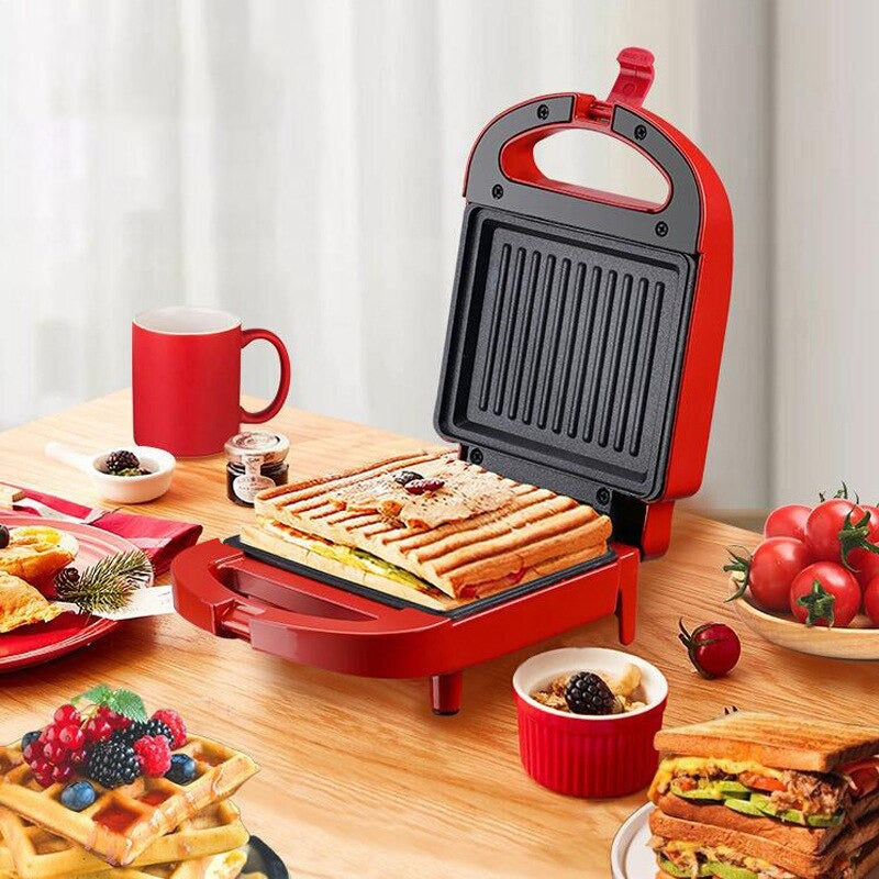 2-in-1 Sandwich Maker & Toaster | Non-Stick Auto-Sealing Plates for Quick Breakfasts, Snacks & Easy Cleanup