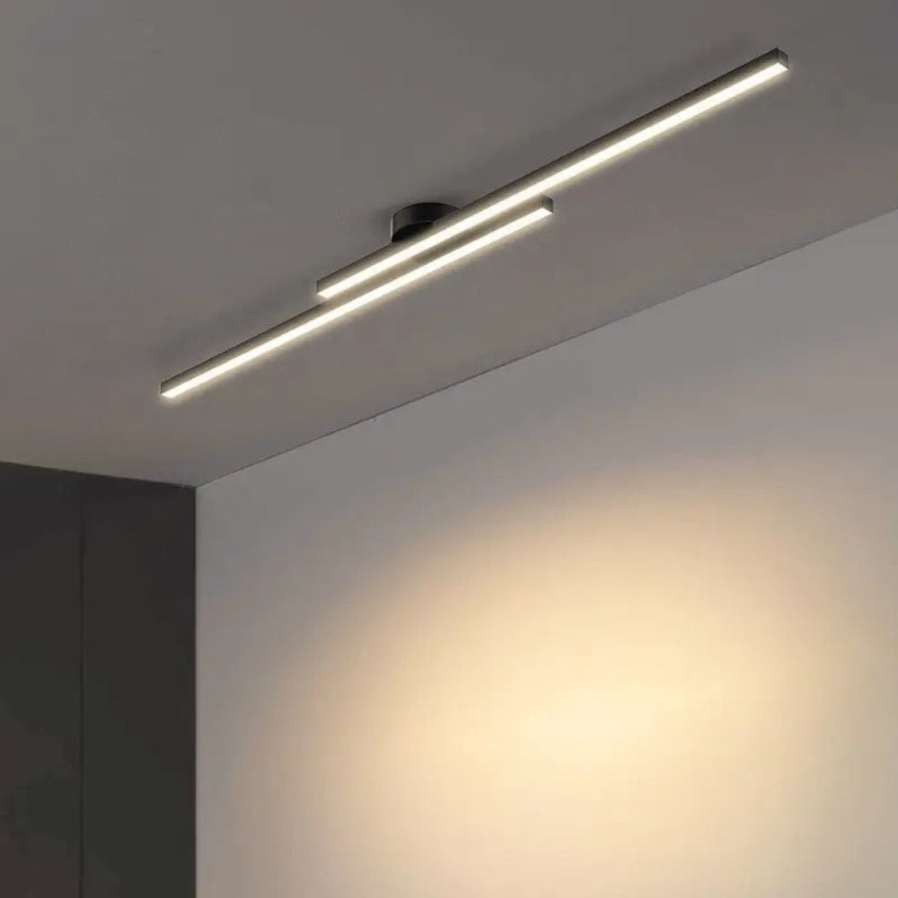 Minimalist Modern Hallway Lights – Long Strip Linear Ceiling Lamp, Close-to-Ceiling Chandelier, Remote Dimmable for Home Interiors