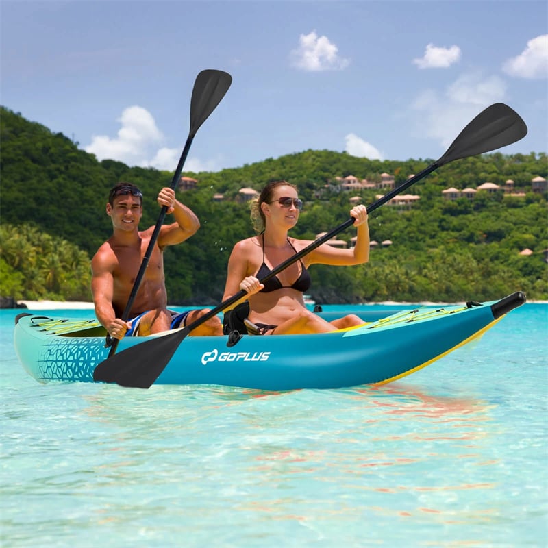 2-Person Inflatable Kayak Set with 2 Aluminium Oars & Repair Kit, 12.5Ft 507lbs Portable Fishing Touring Kayaks for Adults