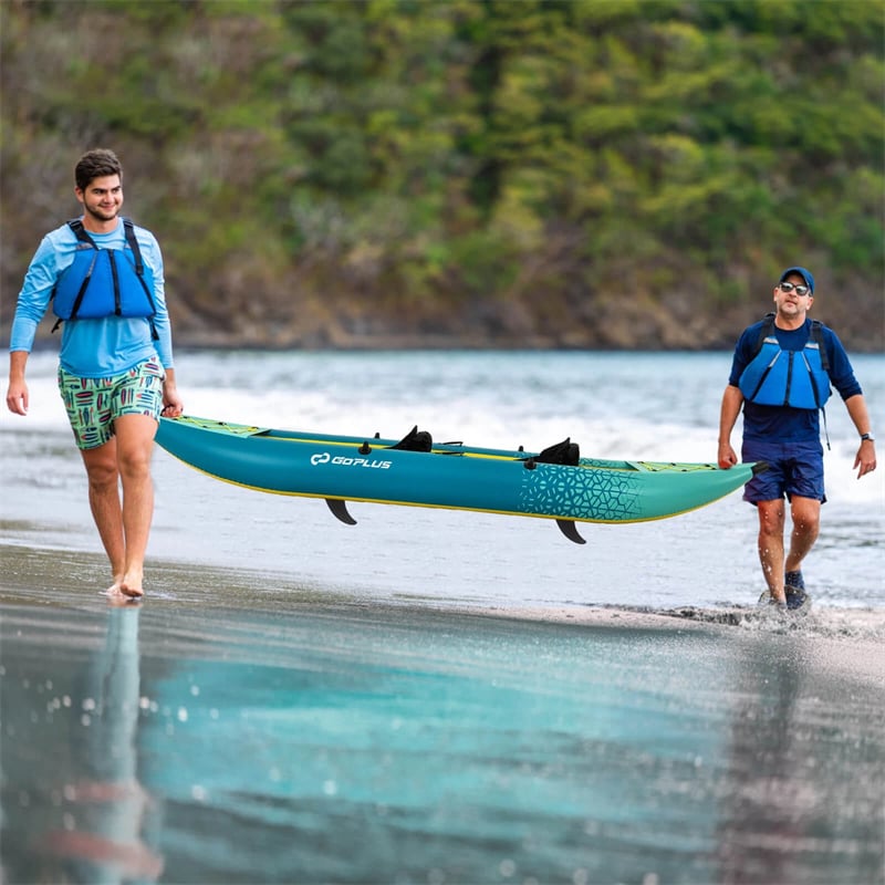 2-Person Inflatable Kayak Set with 2 Aluminium Oars & Repair Kit, 12.5Ft 507lbs Portable Fishing Touring Kayaks for Adults