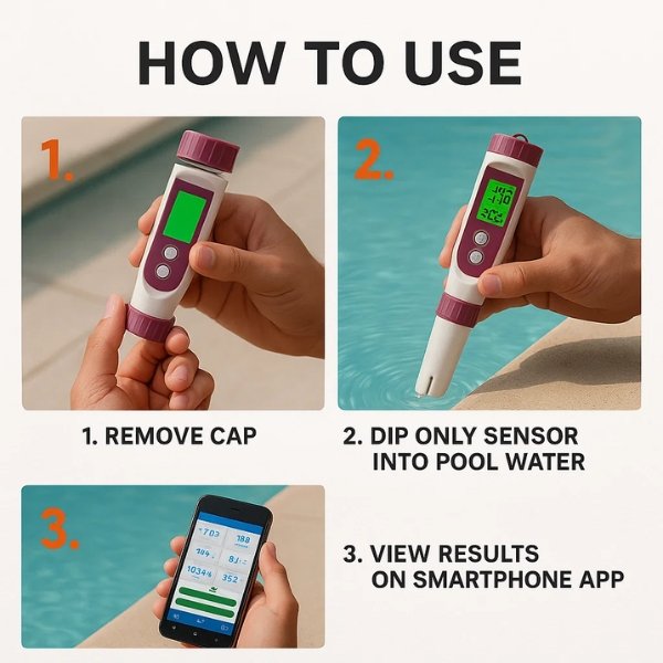 Digital Pool Tester – Measuring device for pH and chlorine for easy pH measurement in pool water