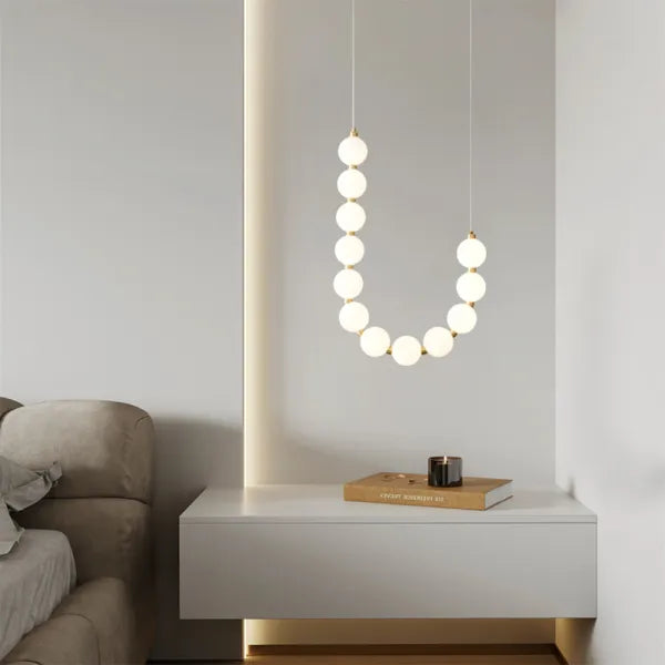 LED White Necklace Chandelier - Modern Pendant Light Fixture for Dining Room & Living Space