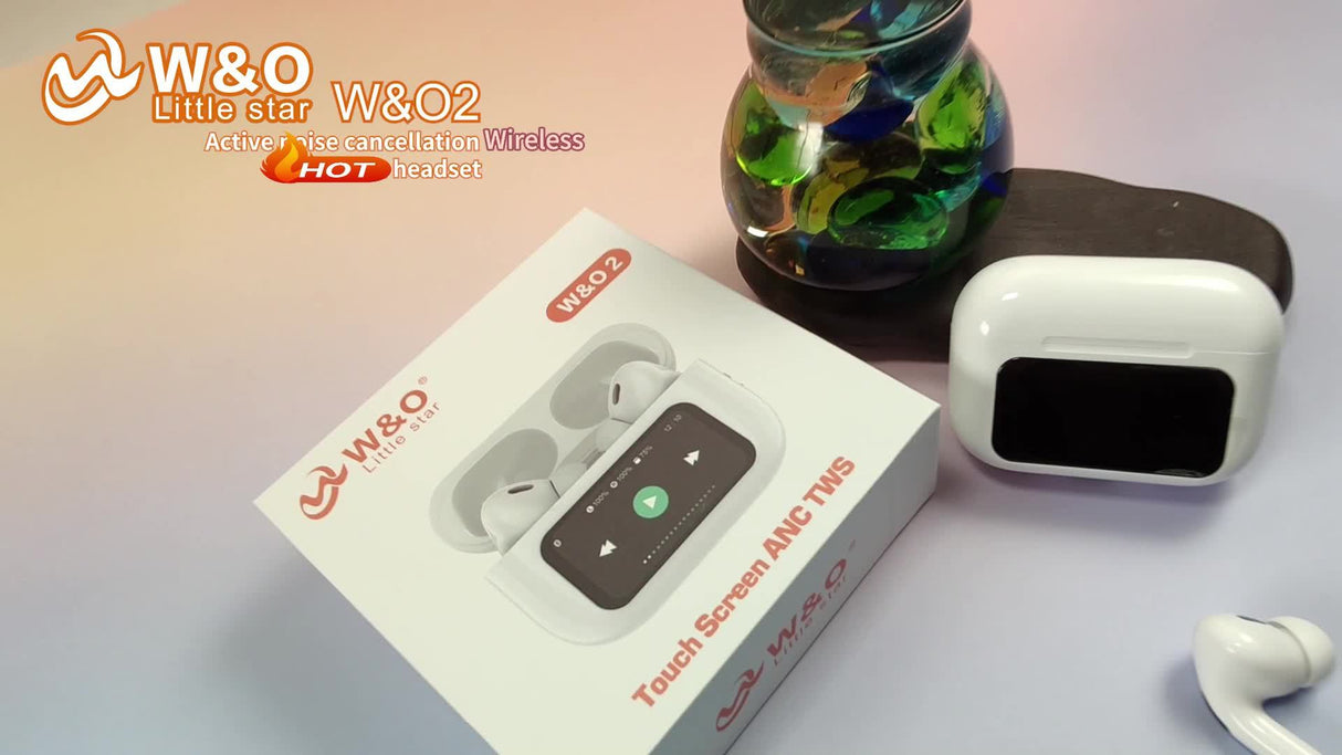 Smart Touch Screen Wireless Earbuds, True Wireless Earphones Noise Cancelling Earbud