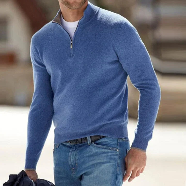Men's Cashmere Style Zipper Basic Sweater (Polyester)