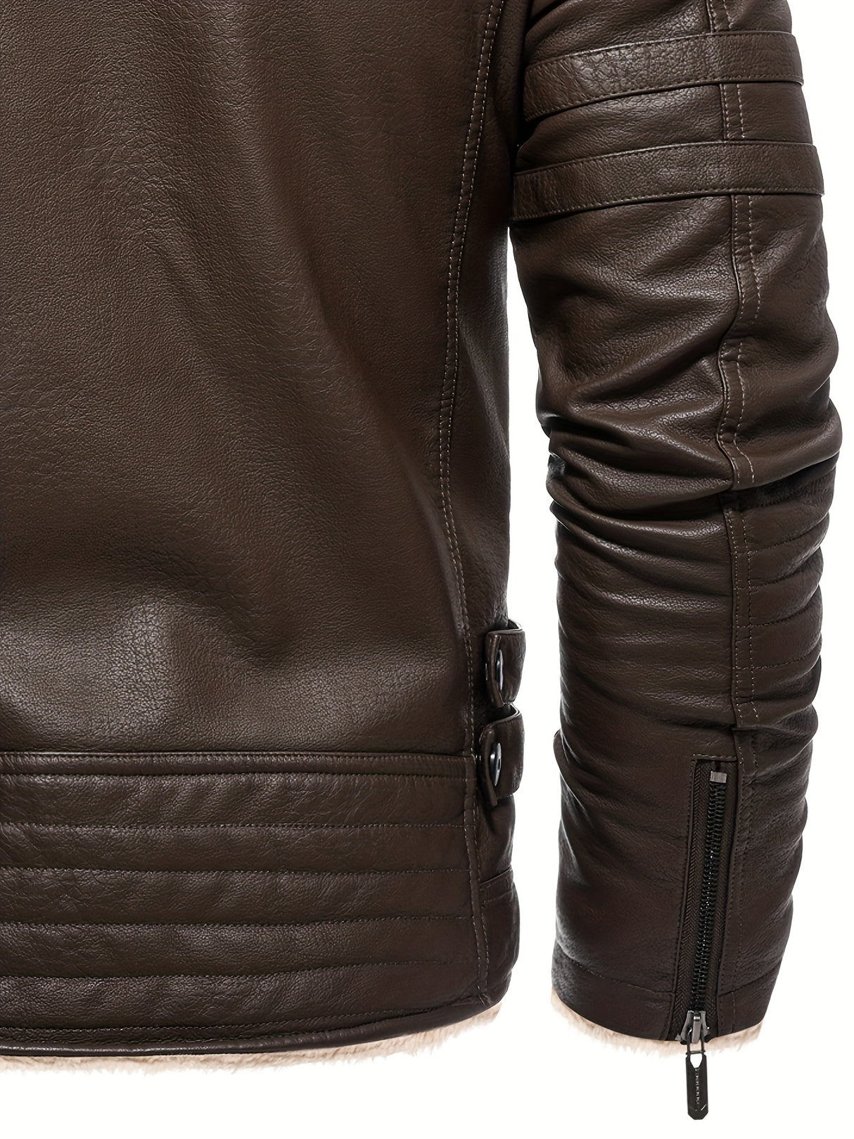 Men’s Winter Plush Motorcycle Jacket – Slim Fit, Full Zip, Warm & Stylish