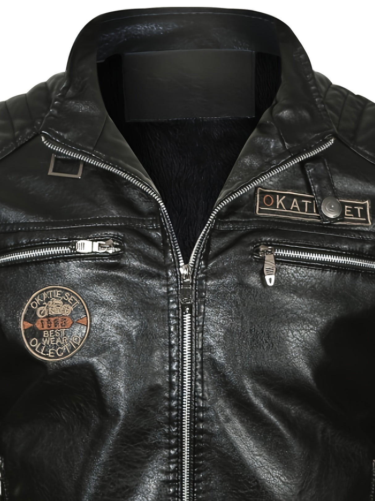 Men’s Vintage Biker Jacket – Full Zip Warm Lined Jacket