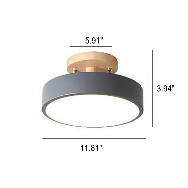 Nordic Log Round LED Semi-recessed Ceiling Lamp