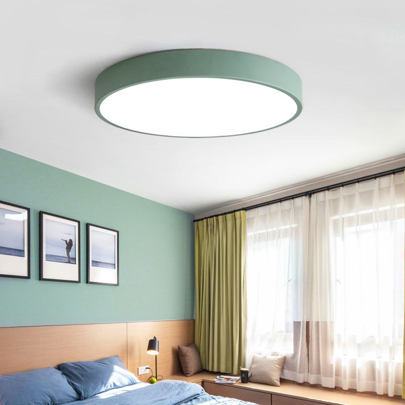 Modern Round LED Ceiling Lamp Pink Gray Metal Living Room