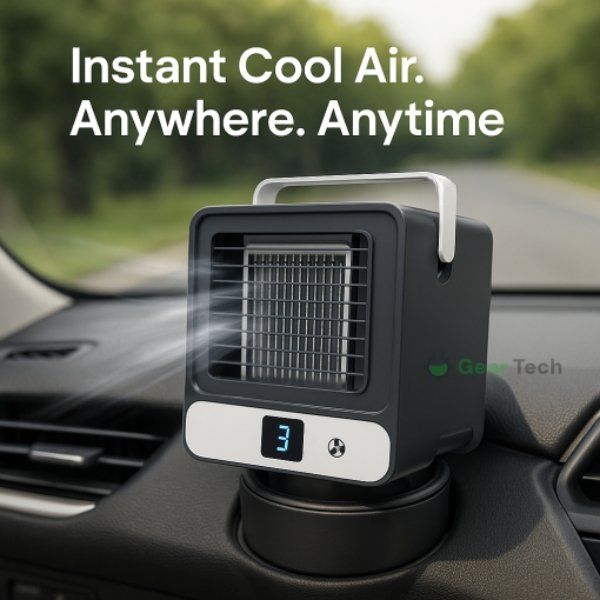 Portable Mini Air Conditioner | Ultra-Portable Car AC System, Quiet 4-Blade Design & Ideal for Home, Office, and Travel Use