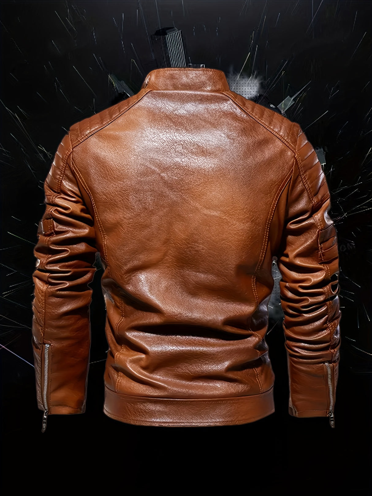 Men’s Vintage Biker Jacket – Full Zip Warm Lined Jacket