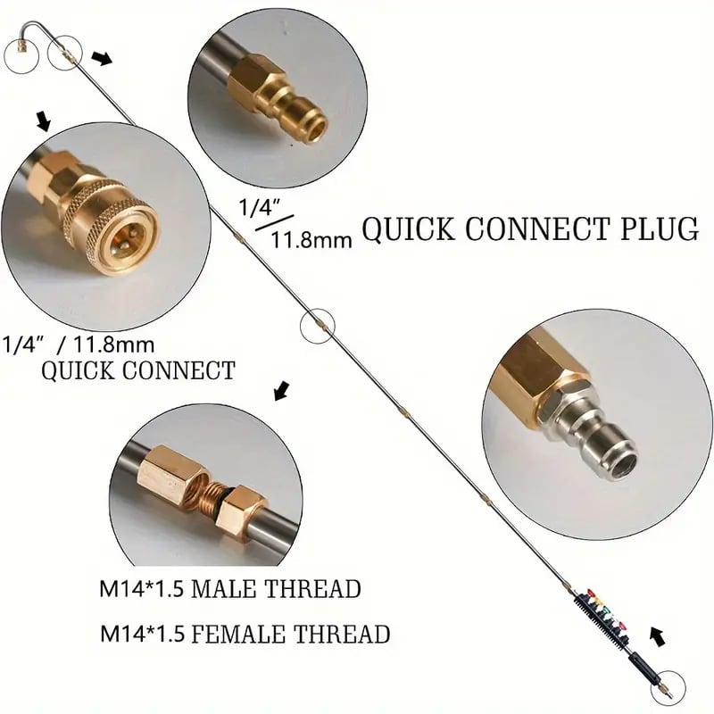 Telescoping High Pressure Washer Wand Set | 4000 PSI, 7 Nozzle Tips & Ideal for Gutter, Roof, and Hard-to-Reach Cleaning