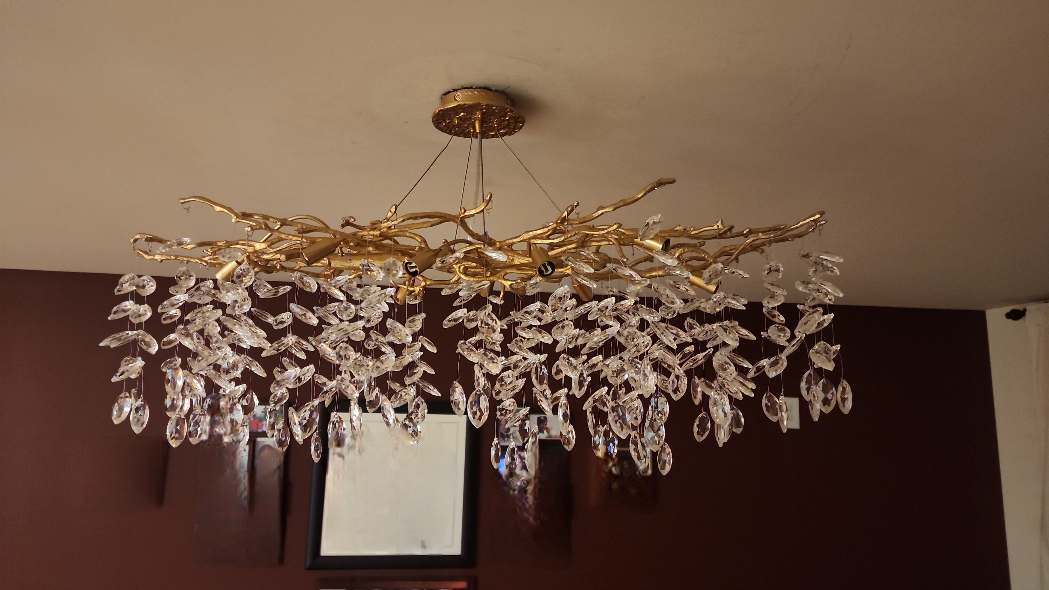 French Style Crystal Chandelier with Branch Design for Living Room & Dining Room Lighting