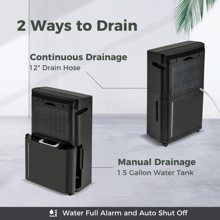 57 Pint Dehumidifier for Basement, 4500 Sq.Ft Dehumidifier with Auto Drain Hose & Wheels, 3-Color Indicator, Dry Clothes Mode, 24H Timer