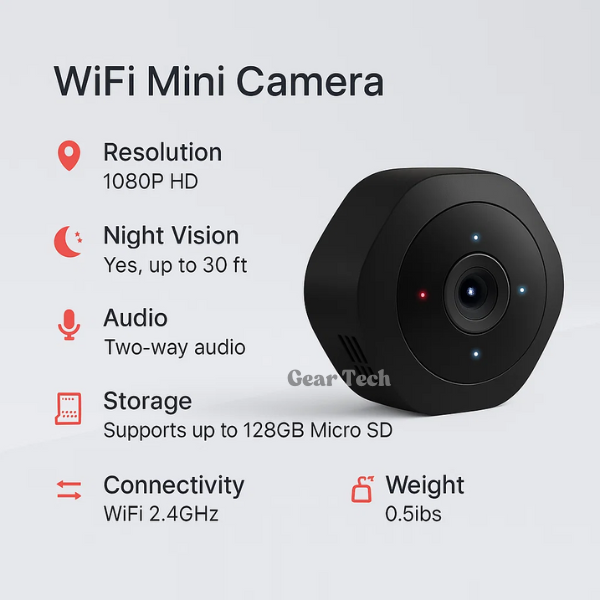 Wifi Mini Camera | Night Vision, Voice & Video Recording for Home Security