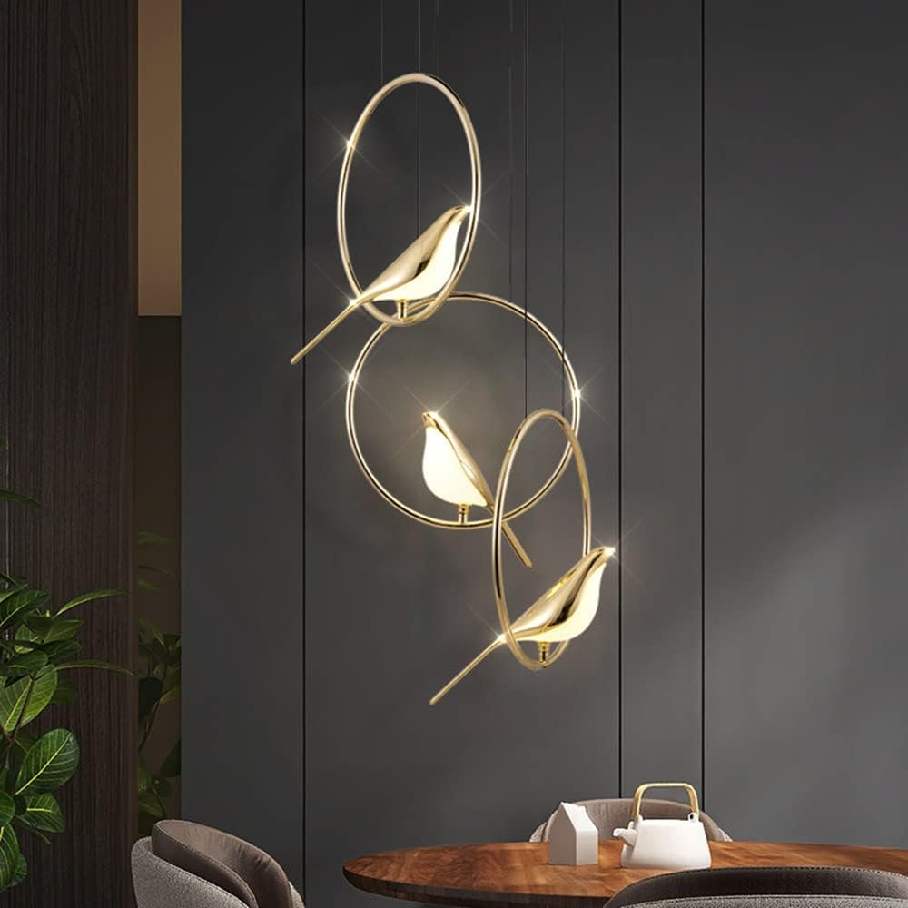 Circle Pendant Lamp with Bird Motifs – Modern Lighting Fixture for Home Decor & Unique Ceiling Design