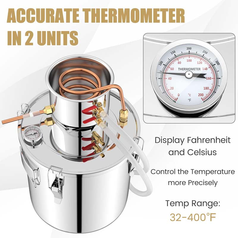 5/10 Gal 2 Pots Alcohol Still Home Brewing Kit, 40L Stainless Steel Water Alcohol Distiller, Wine Making Kit for Whiskey Brandy Beer