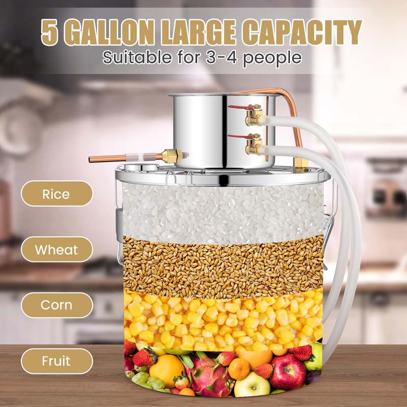 5/10 Gal 2 Pots Alcohol Still Home Brewing Kit, 40L Stainless Steel Water Alcohol Distiller, Wine Making Kit for Whiskey Brandy Beer