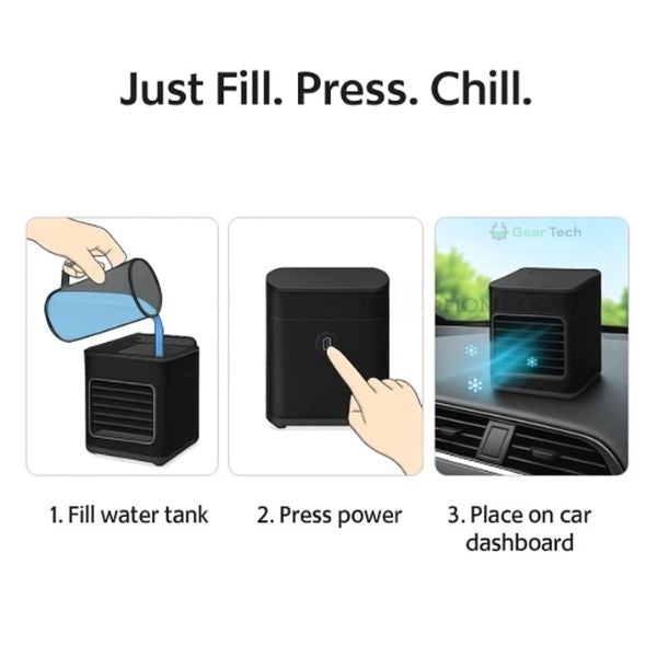 Portable Mini Air Conditioner | Ultra-Portable Car AC System, Quiet 4-Blade Design & Ideal for Home, Office, and Travel Use