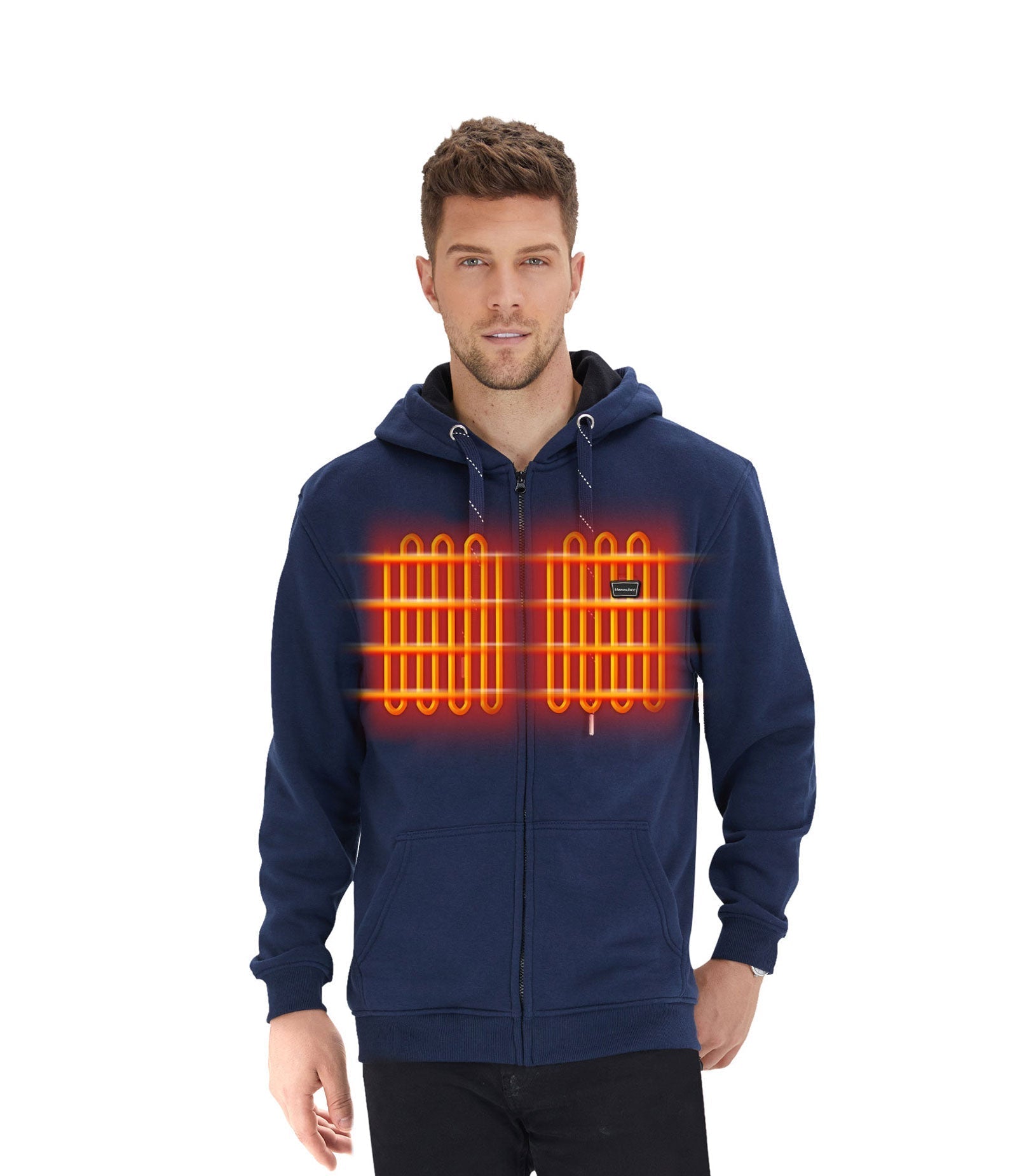 Full Zip Fleece Jacket Hooded Sweatshirt Heated Hoodie