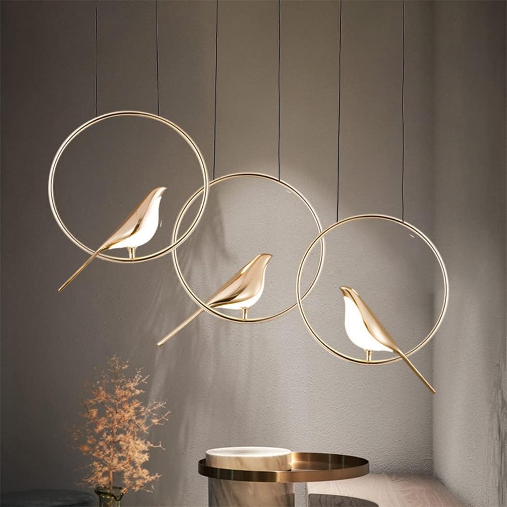 Circle Pendant Lamp with Bird Motifs – Modern Lighting Fixture for Home Decor & Unique Ceiling Design