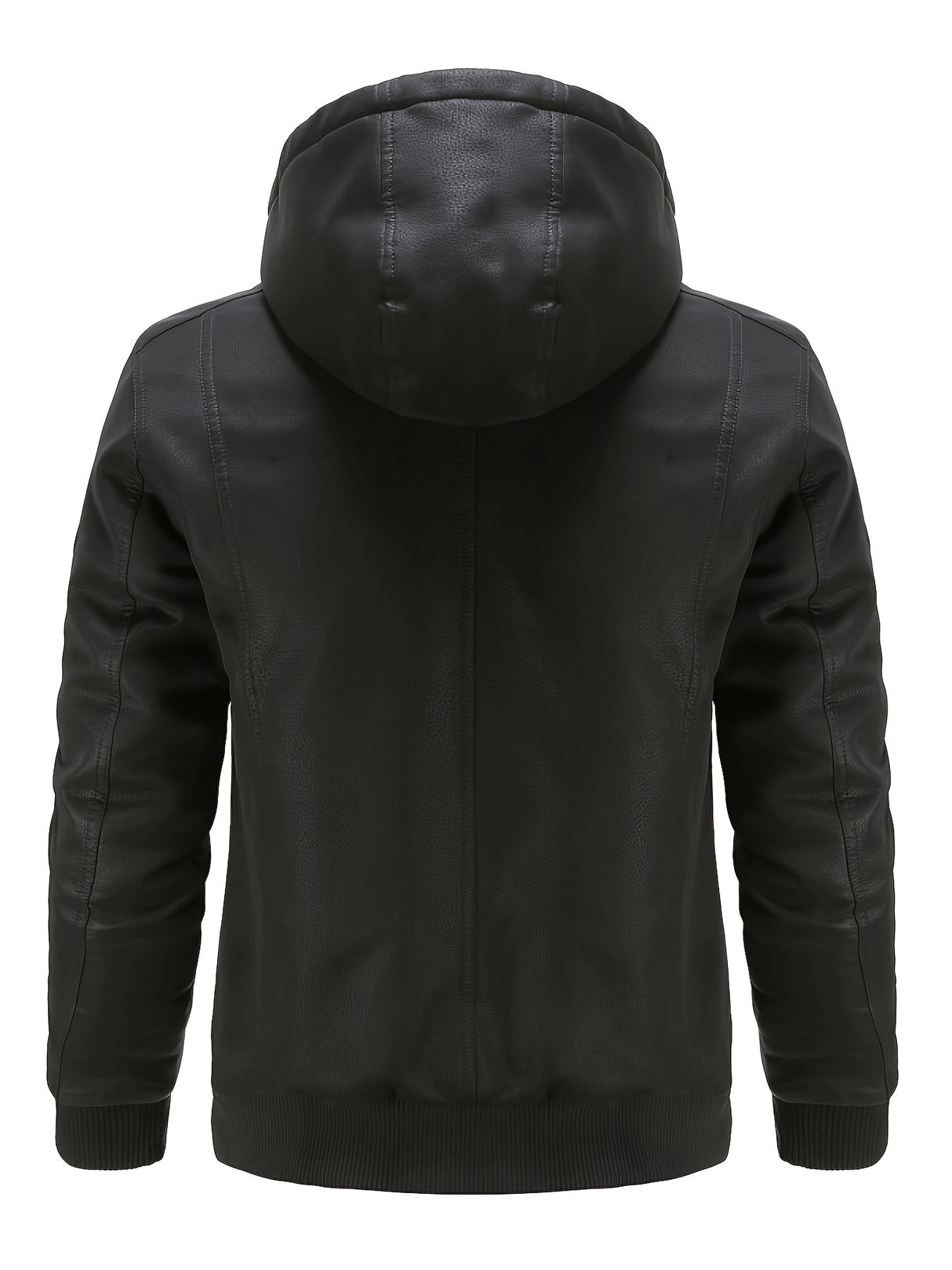 Men’s Hooded Leather Jacket – Quilted Lined Winter Casual Outerwear