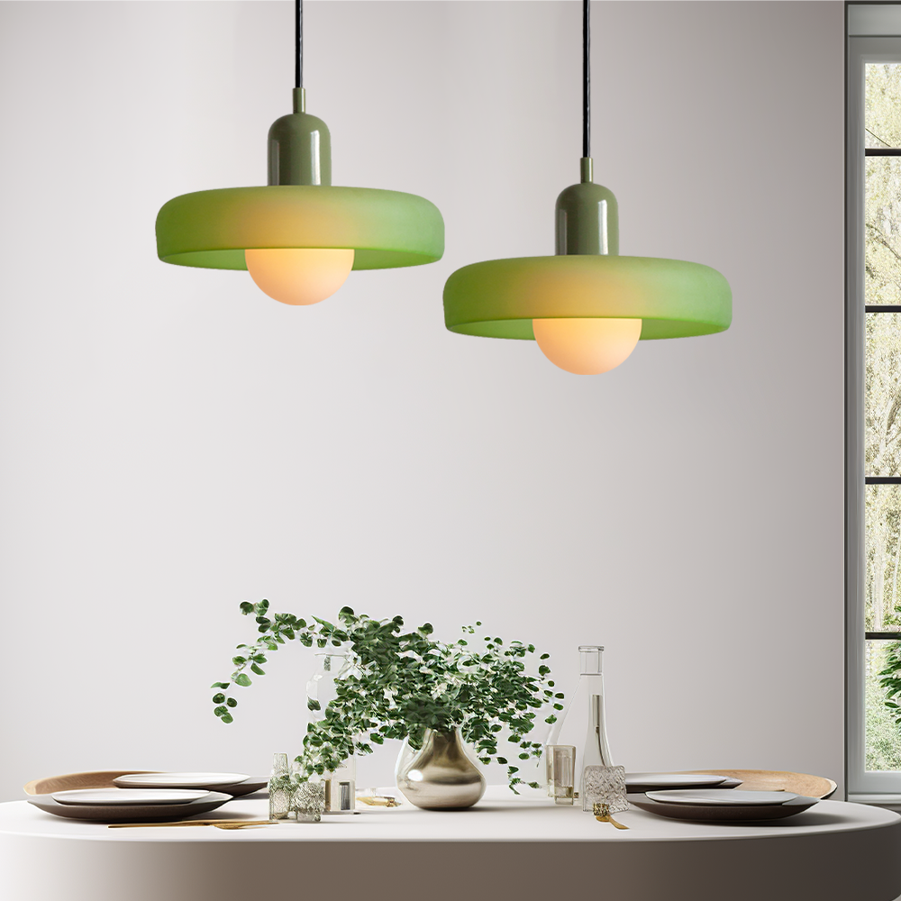 Bauhaus Pendant Light | Colored Glass, Adjustable Height & Ideal for Dining Rooms and Modern Interiors