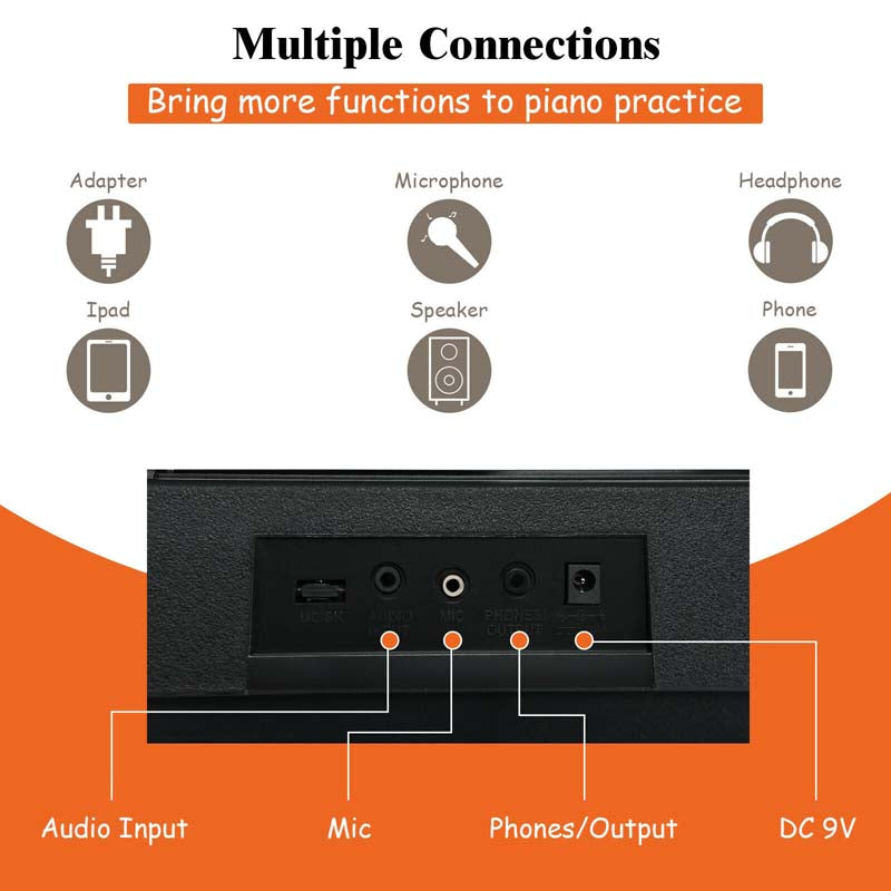 61 Key Keyboard Piano Starter Set with LCD Screen, Portable Digital Piano with Headphone, Foldable Piano Bench, Dual Power Supply