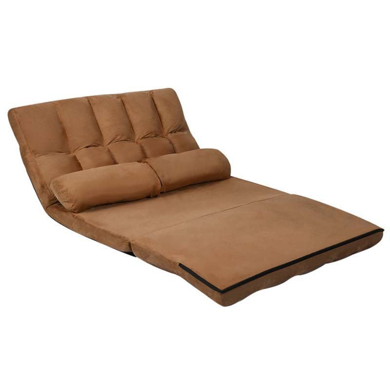 Floor Sofa 6-Position Adjustable, Foldable Lazy Sofa Sleeper Bed, Suede Cloth Cover, Floor Gaming Sofa Couch with 2 Pillows
