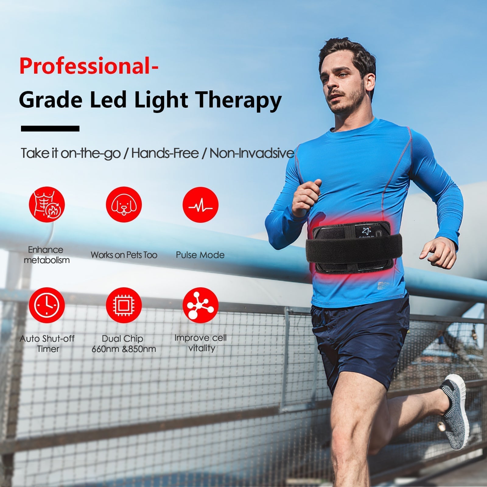 At Home Infrared Red Light Therapy Belt Pad for Pain Relief with 60 LED