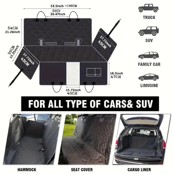 Dog Car Seat with Hard Bottom & Back Seat Extender for Travel | Car Seat Protection for Large Dogs