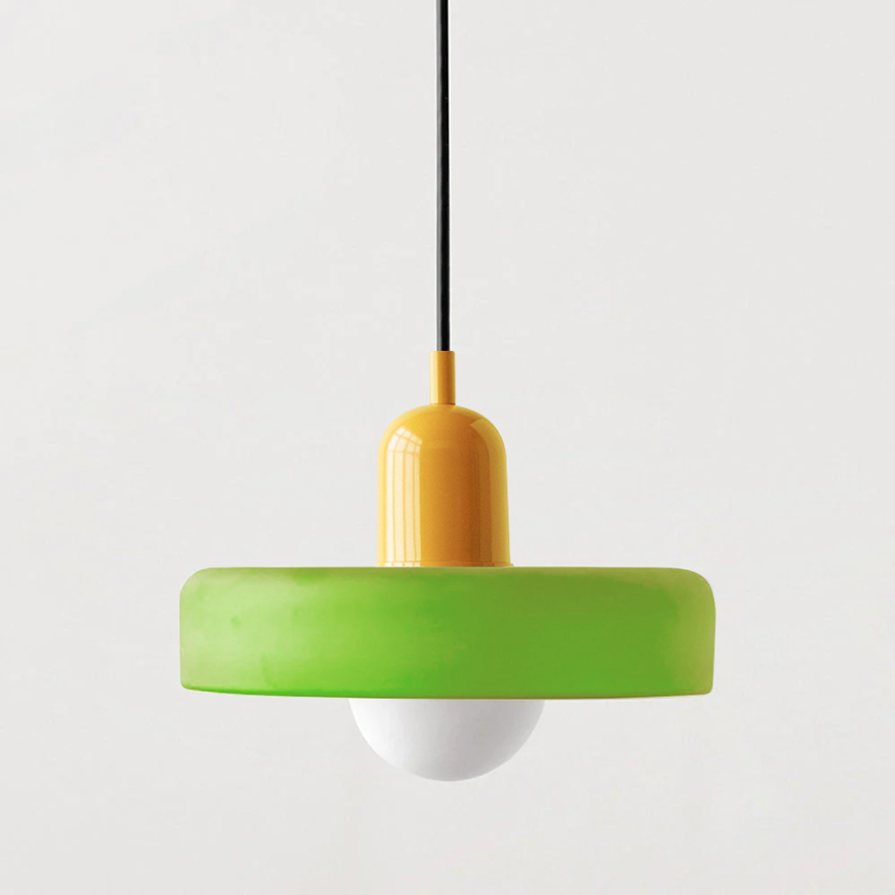 Bauhaus Pendant Light | Colored Glass, Adjustable Height & Ideal for Dining Rooms and Modern Interiors