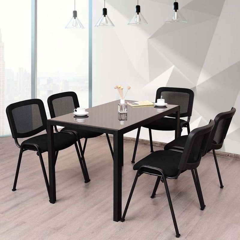 5 Pcs Stackable Conference Chairs with Mesh Back, Ergonomic Office Waiting Room Guest Reception Chairs