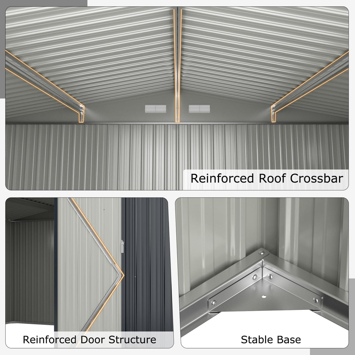 12 x 9.8 FT All-Weather Outdoor Storage Shed, Rustproof Galvanized Metal Utility Tool Shed w/Lockable Door, Pitched Roof, Windows