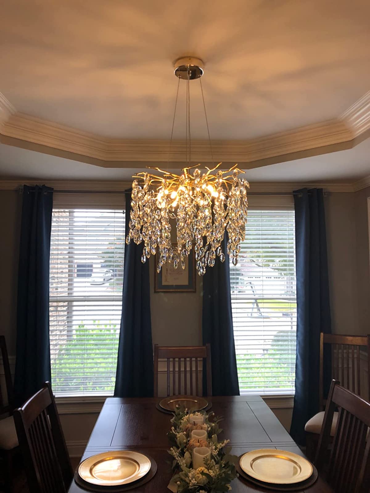 French Style Crystal Chandelier with Branch Design for Living Room & Dining Room Lighting