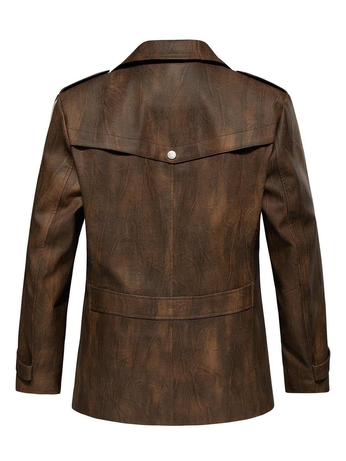 Men’s High-End Windproof Leather Jacket – Trench Style Outerwear for All Seasons