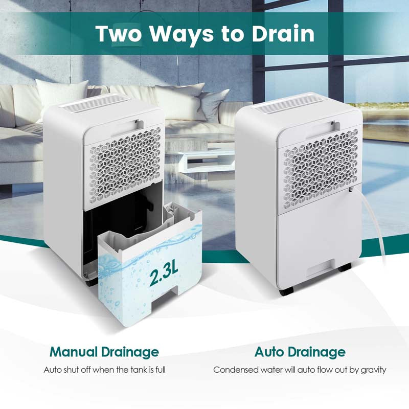 2500 Sq.Ft Dehumidifier for Basement, 32 Pints Dehumidifier with Auto Drain, Child Lock & Wheels, Sleep Mode, 3-Color LED Indicator & 24H Timer