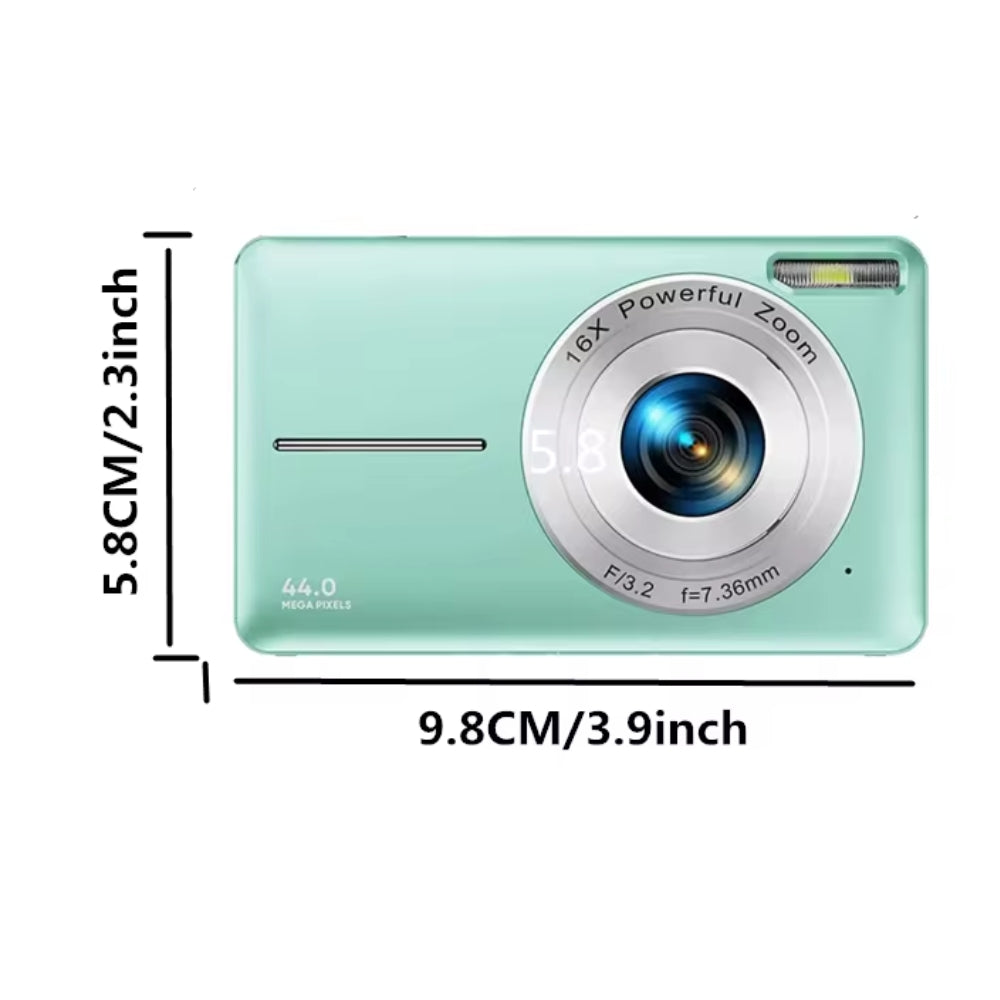 Portable Digital Camera 1080P 44MP with 16X Zoom – Compact Vlogging Camera with LCD Screen, Rechargeable, Perfect for Teens and Students