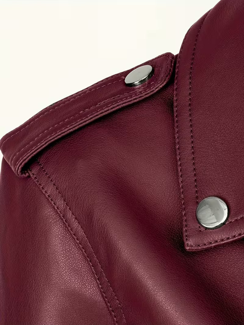 Women’s Biker Jacket – Chic Motorcycle Zip-Up Coat