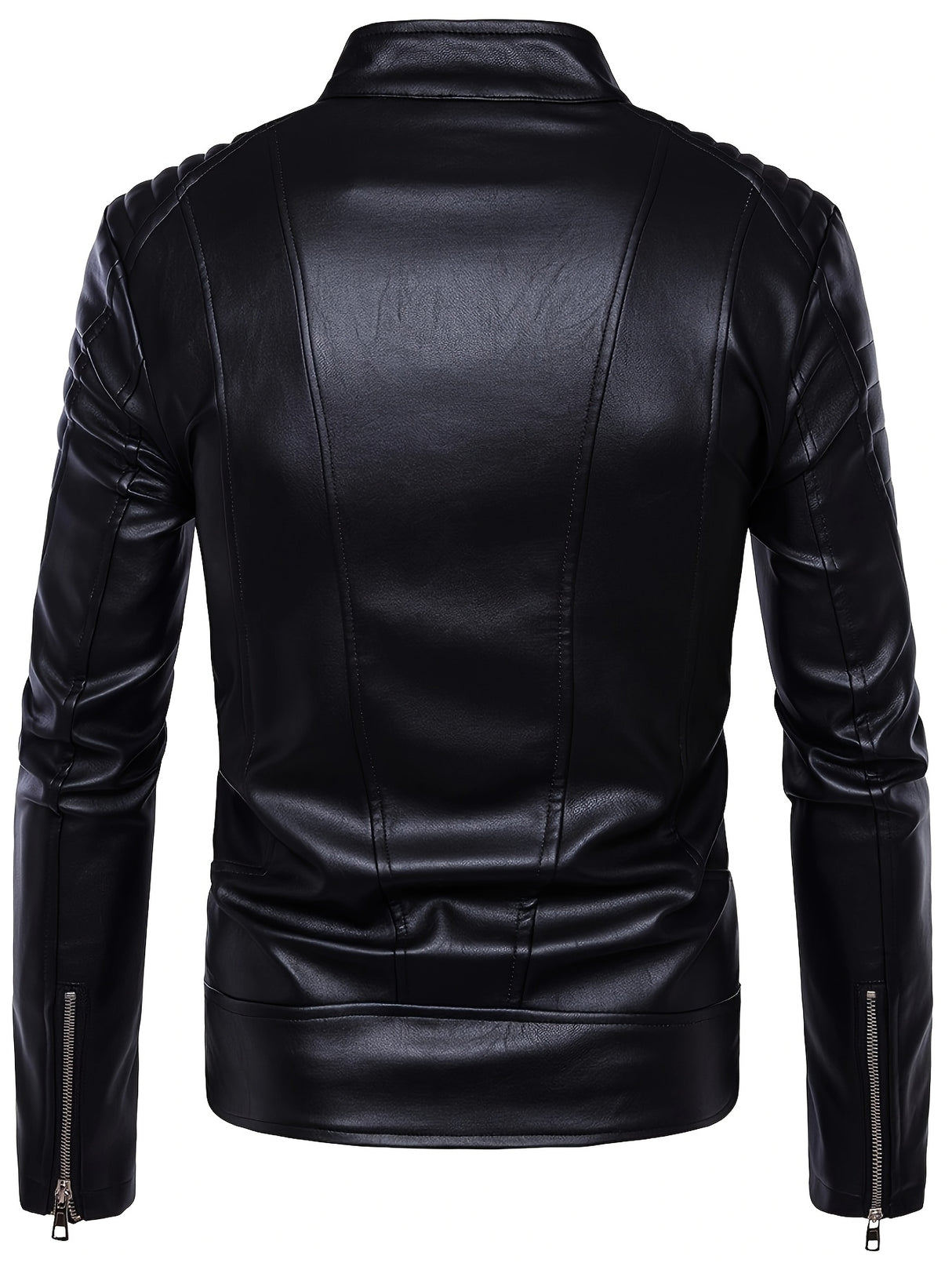 Men’s Slim Fit Leather Biker Jacket – Classic Motorcycle Style for Casual Wear