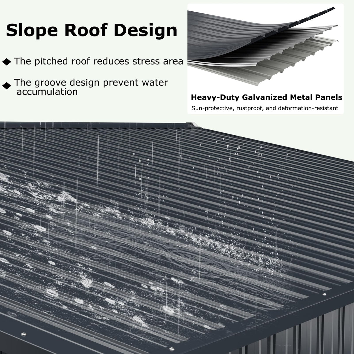 12 x 9.8 FT All-Weather Outdoor Storage Shed, Rustproof Galvanized Metal Utility Tool Shed w/Lockable Door, Pitched Roof, Windows