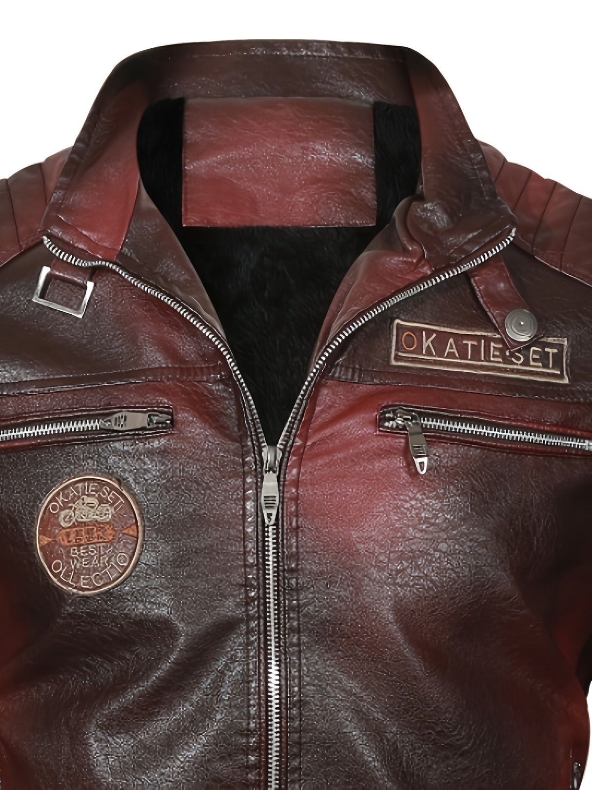 Men’s Vintage Biker Jacket – Full Zip Warm Lined Jacket
