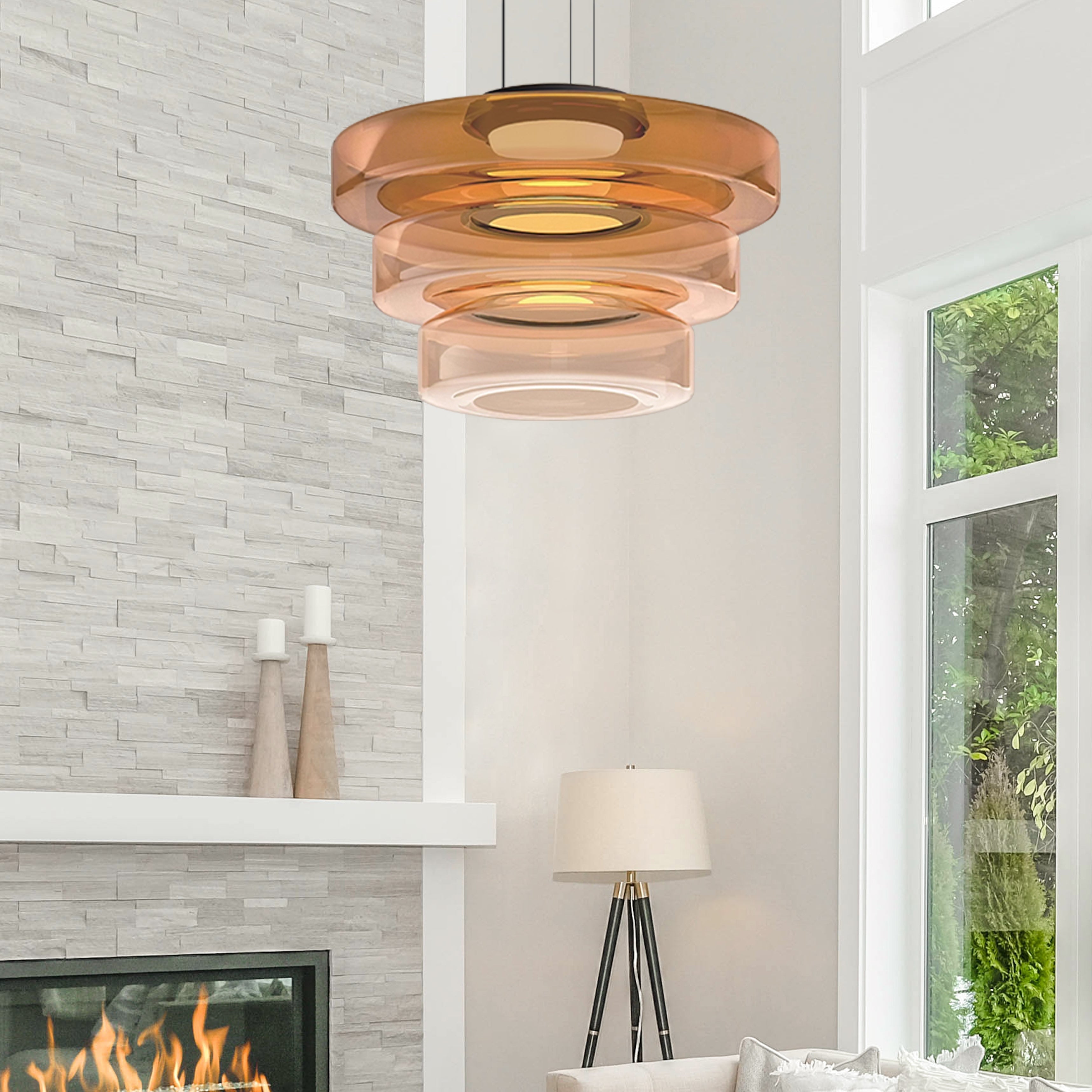 Bauhaus Style Glass Pendant Light Fixture for Kitchen Island & Dining Room