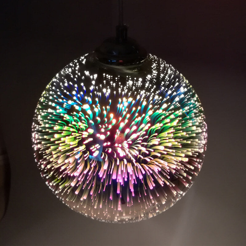 Modern Creative 3D Colorful Fireworks Glass 1-Light Dome Pendant Lamp