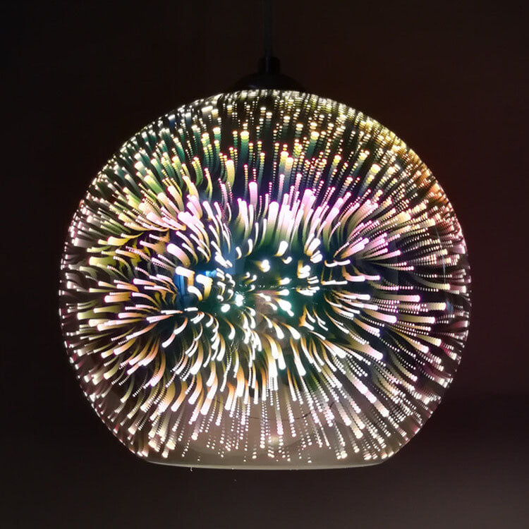 Modern Creative 3D Colorful Fireworks Glass 1-Light Dome Pendant Lamp