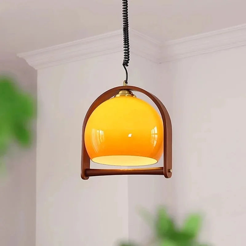 Bauhaus Wood Pendant Light Fixture - Vintage Style Hanging Lamp for Dining Room & Kitchen Decor