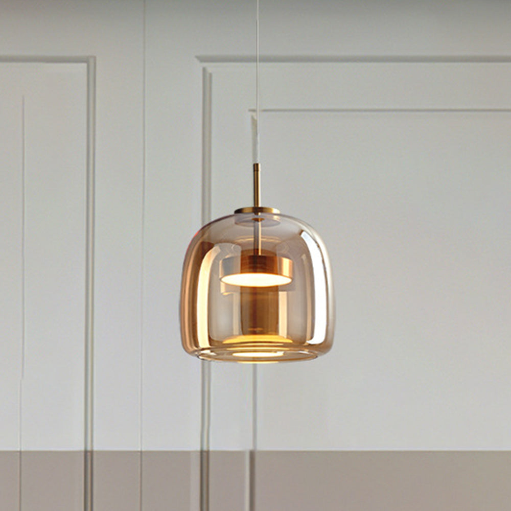 LED Pendant Lamps Golden Amber Metal Glass Bedroom