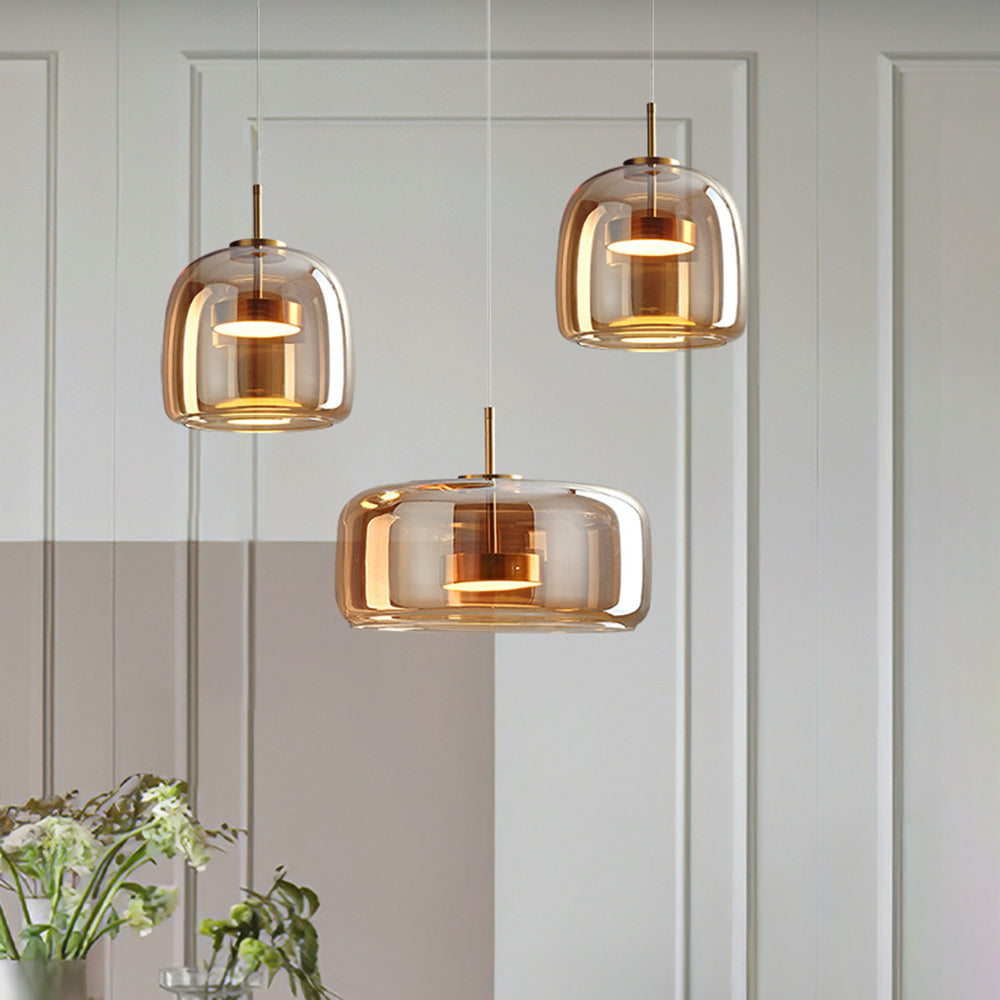 LED Pendant Lamps Golden Amber Metal Glass Bedroom