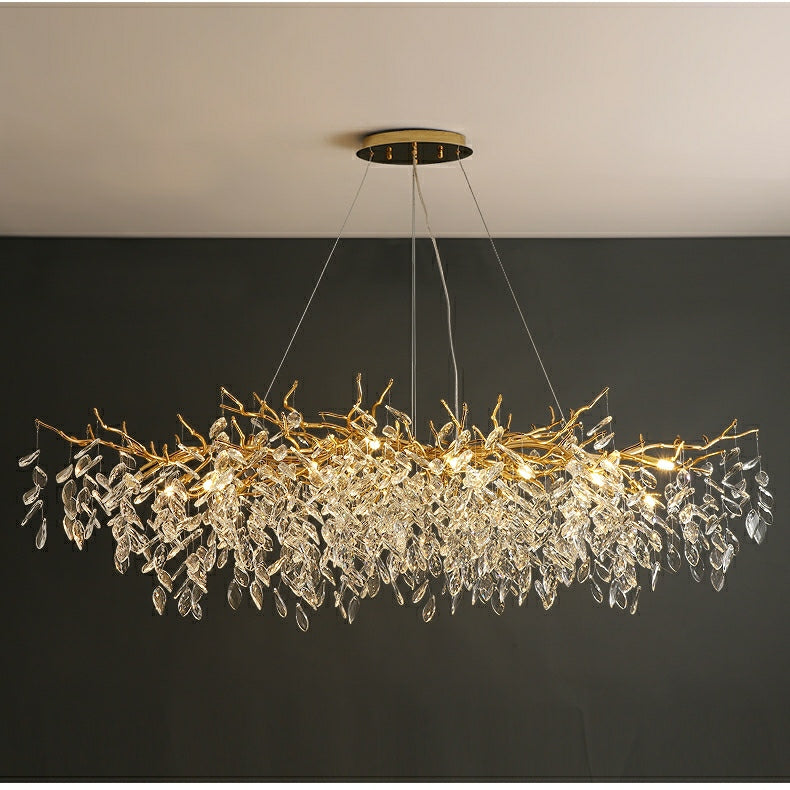 French Style Crystal Chandelier with Branch Design for Living Room & Dining Room Lighting