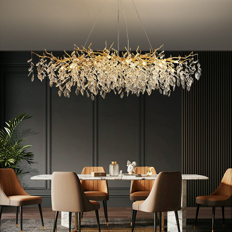 French Style Crystal Chandelier with Branch Design for Living Room & Dining Room Lighting