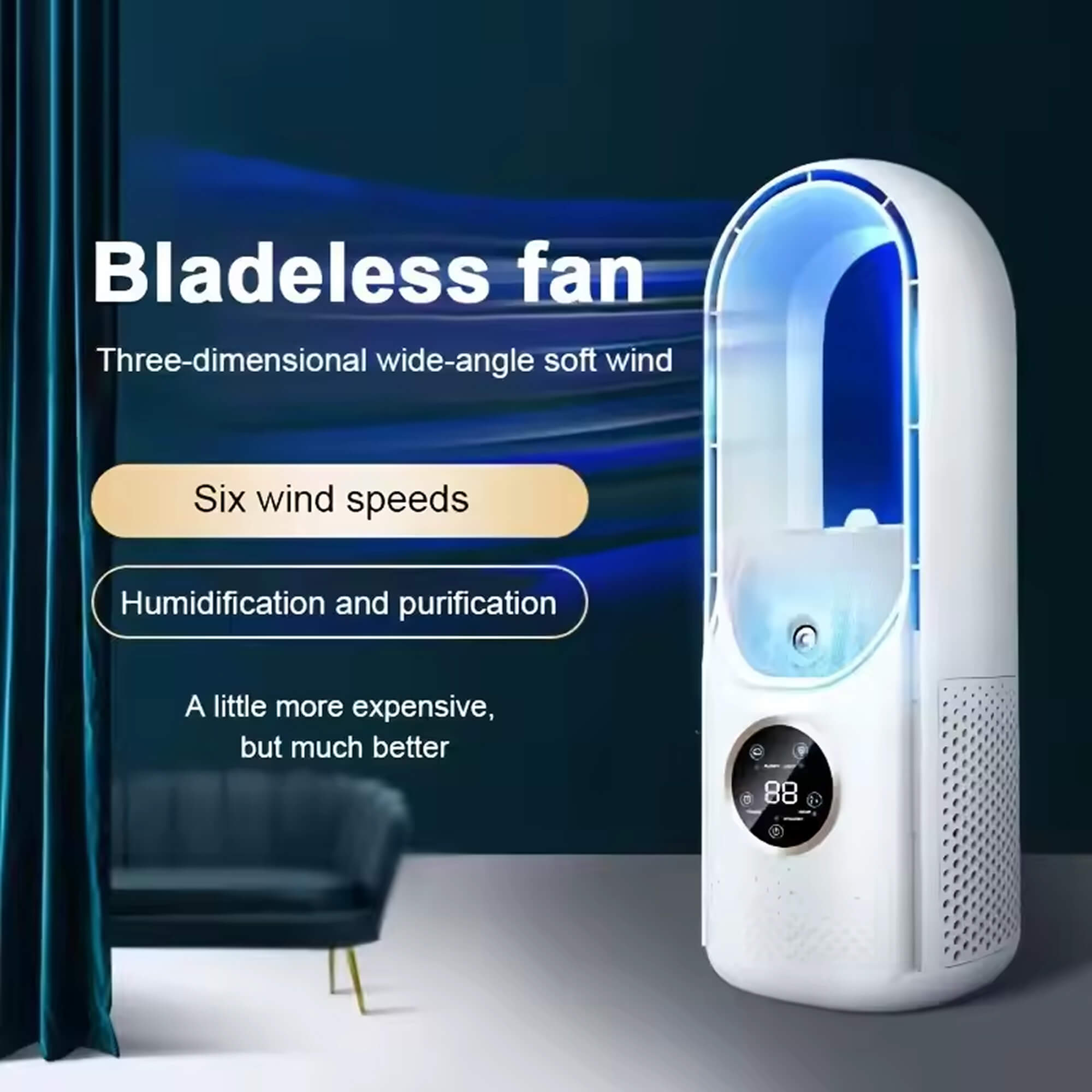 Bladeless Portable Air Conditioner | Ultra-Quiet, Ergonomic Design & Ideal for Home and Office Use